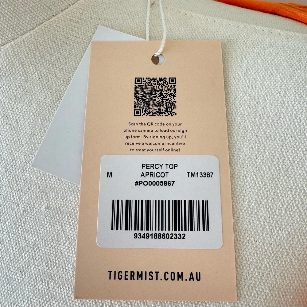 NWT Tiger Mist Orange Percy Crop Top Apricot Medium - Picture 3 of 3